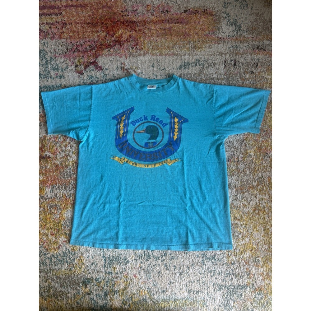 Vintage 90s Duck Head University Graphic Tee Shirt Size XL
